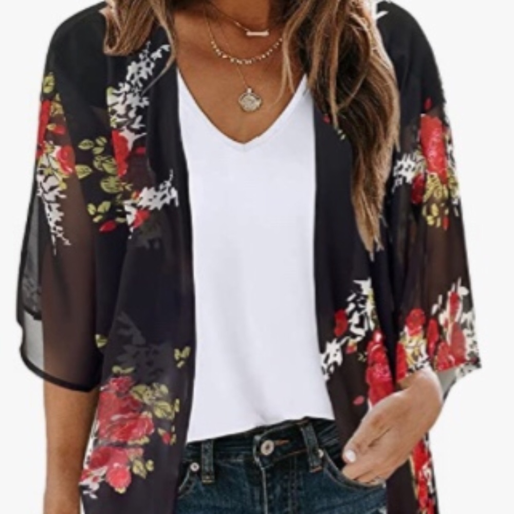 Midnight Rose Kimono Cardigan***2 Day Priority Shipping